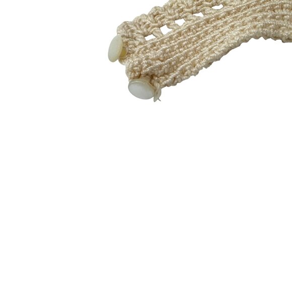 Handmade Vtg Crochet Baby or Doll Bib w/Delicate Scalloped Edges Creamy Beige - Picture 10 of 10